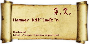 Hammer Kálmán névjegykártya