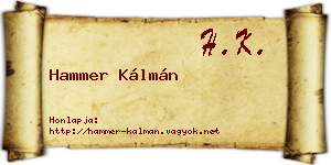 Hammer Kálmán névjegykártya